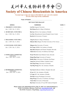 nominees for scba treasurer - Society of Chinese Bioscientists in