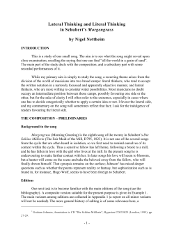 Lateral Thinking and Literal Thinking in Schubert`s Morgengruss by