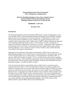 Basis for Final Determination to Issue Stormwater Permit to Anne