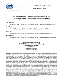 Influence of Seed Cotton Extractor Cleaners and Cleaning Rate on