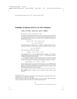 Solubility of Siderite (FeCO3) in NaCl Solutions