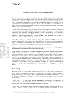 Guidelines for AML risk prevention in equity markets