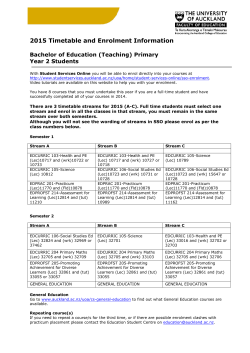 2015 Timetable and Enrolment Information