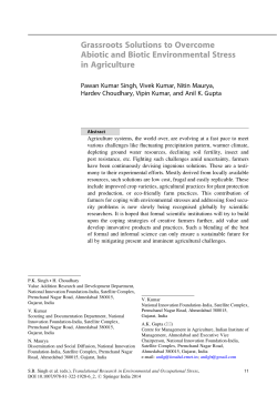 Grassroots Solutions to Overcome Abiotic and Biotic Environmental