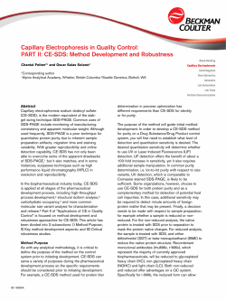Capillary Electrophoresis in Quality Control: PART II: CE-SDS