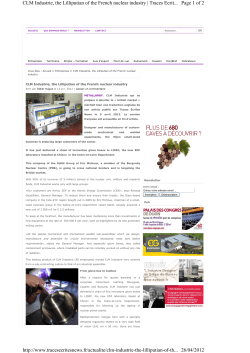 Page 1 of 2 CLM Industrie, the Lilliputian of the French nuclear