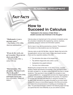How to Succeed in Calculus
