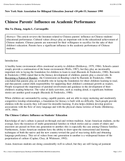 Chinese Parents` Influence on Academic Performance