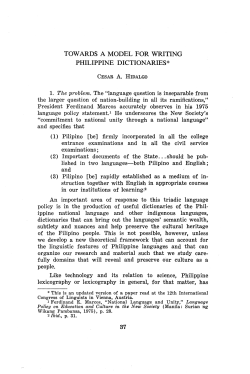 Towards a model for writing Philippine dictionaries