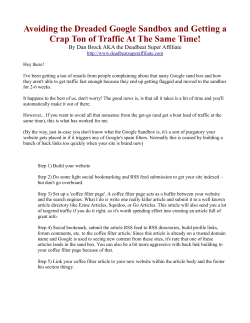 Avoiding the Dreaded Google Sandbox and Getting