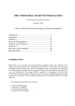 THE UNDENIABLE CHARM OF INEQUALITIES