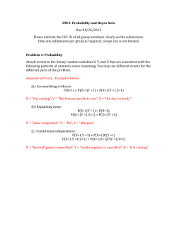 HW3: Probability and Bayes Nets Due 04/26/2012 Please indicate