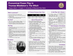 Pronominal Power Play in Thomas Middleton`s The Witch