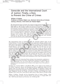 Genocide and the International Court of Justice: Finally, a Duty to