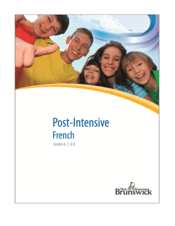 New Brunswick Guide for Post Intensive French in the Middle School