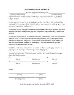 Parent Permission Slip for Teen Mini Con