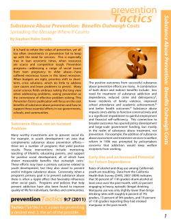 Tactics Substance Abuse Prevention: Benefits Outweigh Costs