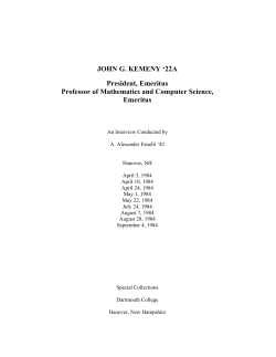 JOHN G. KEMENY `22A President, Emeritus Professor of