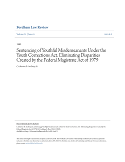 Sentencing of Youthful Misdemeanants Under the Youth Corrections
