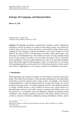 Entropy, Its Language, and Interpretation