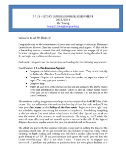 AP US HISTORY (APUSH) SUMMER ASSIGNMENT 2013/2014 Ms