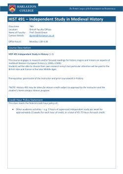 HIST 491 &ndash; Independent Study in Medieval History