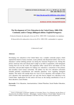 The Development of Civic Education in the United States, 1880-1930