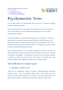 Psychometric Tests - University of Surrey