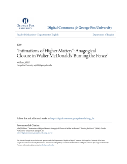 Anagogical Closure in Walter McDonald`s `Burning the Fence`