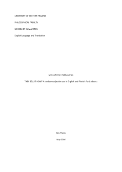 UNIVERSITY OF EASTERN FINLAND PHILOSOPHICAL FACULTY