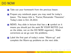 Algebra 2 Factor/Remainder Theorems