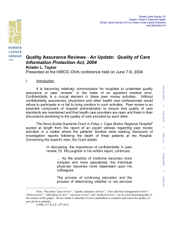 i) Quality Assurance Reviews