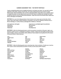 summer assignment two &ndash; the poetry portfolio