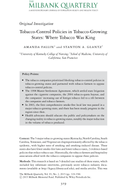Tobacco-Control Policies in Tobacco-Growing States