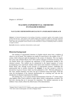 TEACHING EXPERIMENTAL CHEMISTRY IN