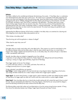 Time Delay Relays – Application Data