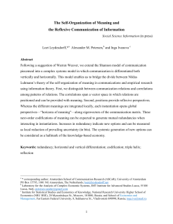 The Self-Organization of Meaning and the Reflexive Communication