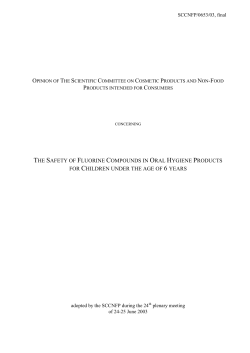 opinion of the SCCNFP on fluoride compounds in oral hygiene
