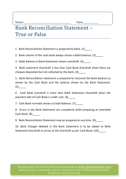 Bank Reconciliation Statement &ndash; True or False