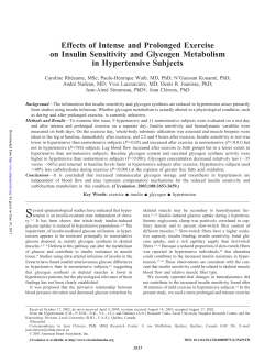 Effects of Intense and Prolonged Exercise on Insulin