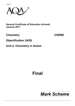 A-level Chemistry Mark Scheme Unit 02 - Chemistry in Action