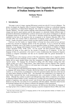 The Linguistic Repertoire of Italian Immigrants in Flanders