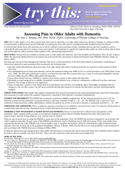 Assessing Pain in Older Adults with Dementia