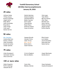 January Mile Accomplishments 2016