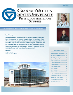 GVSU Physician Assistant Studies Alumni Newsletter