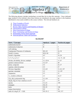 The following glossary includes terminology covered thus far in