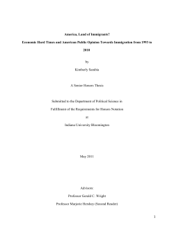 Economic Hard Times and American Public Opinion Towards