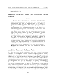 European Social Pacts Policy (the Netherlands, Ireland and Italy