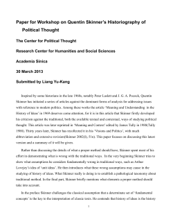 Paper for Workshop on Quentin Skinner`s Historiography of Political