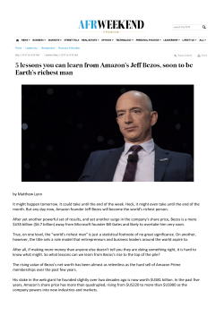 by Matthew Lynn It might happen tomorrow. It could take until the